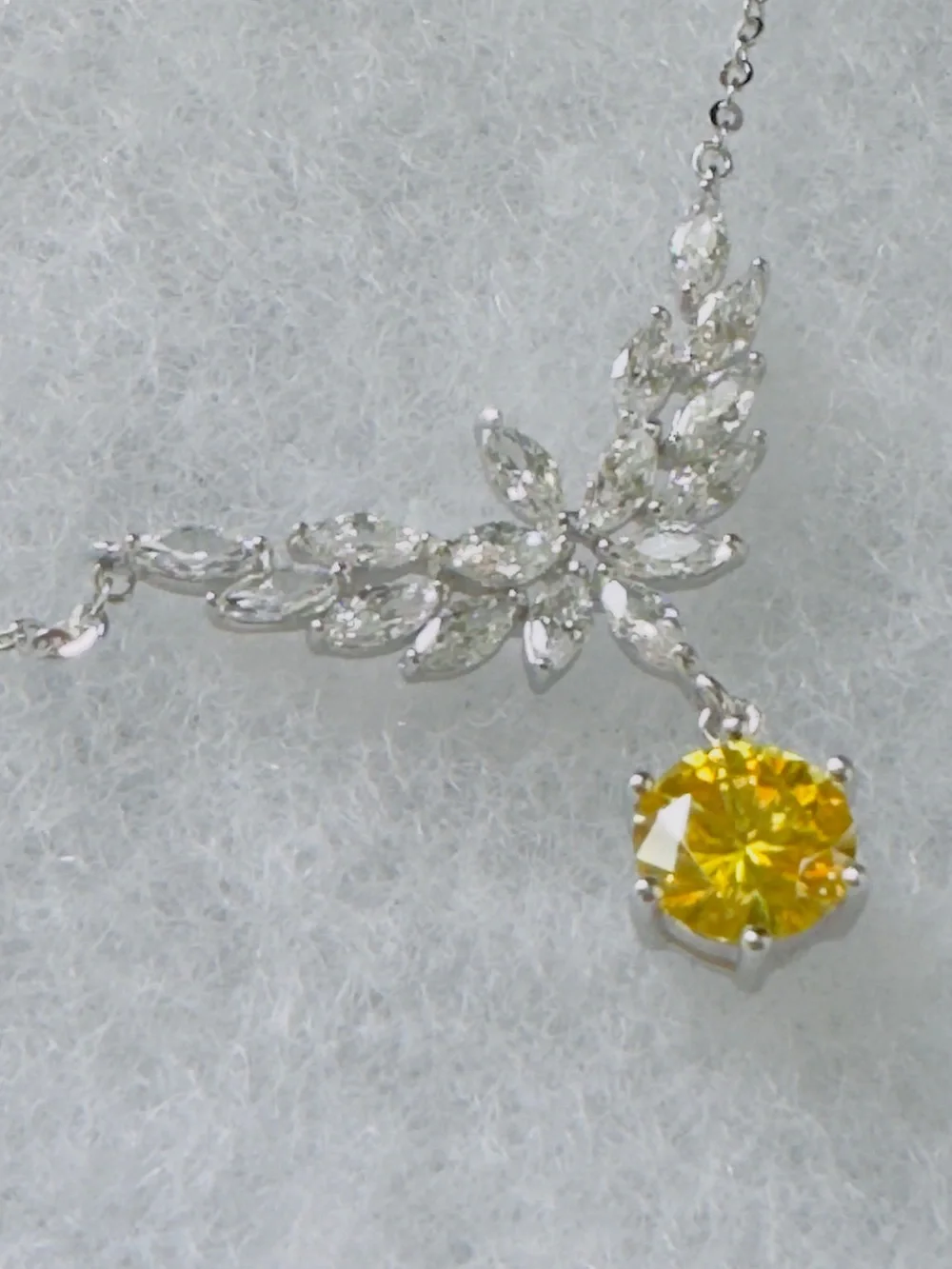 1 Carat Yellow Moissanite Pendant Necklace | S925 Sterling Silver